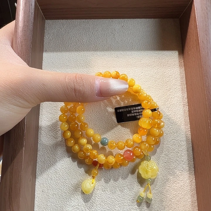 蜜蜡未镶嵌手串6.7mm蜜蜡手串