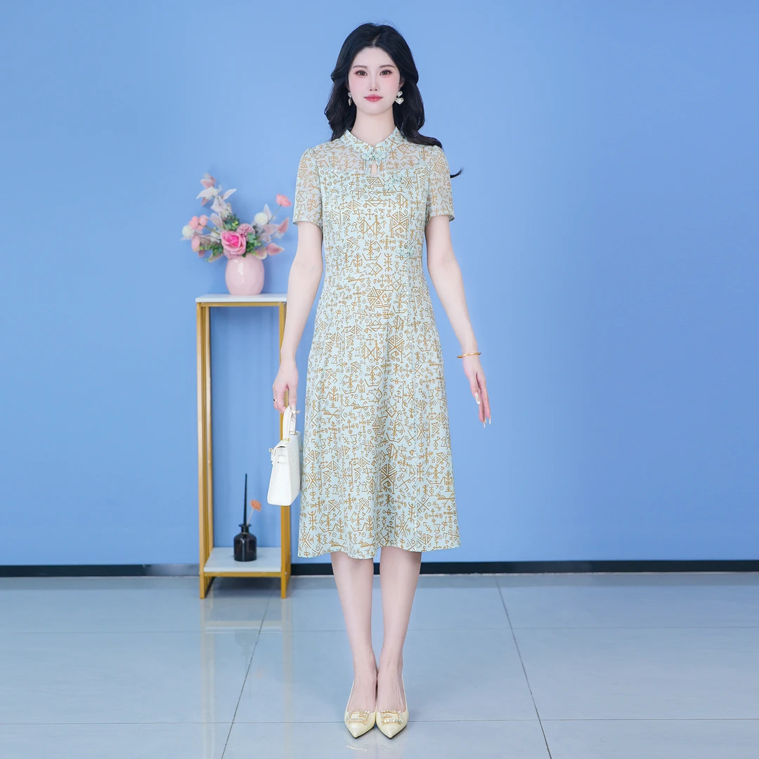 【SJYH1003】2025年夏季新款时尚优雅减龄连衣裙显瘦气质
