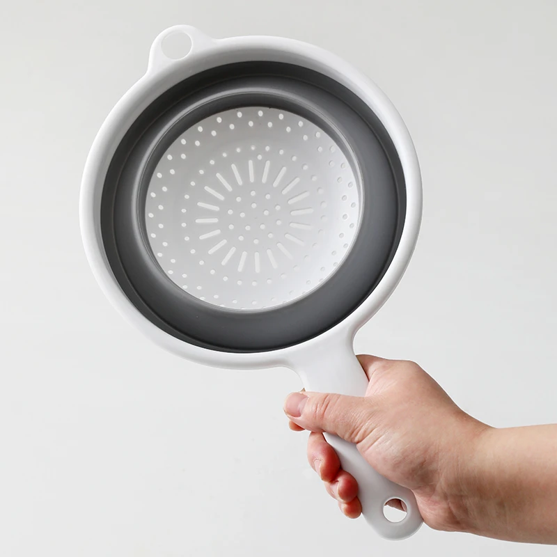 日本进口可折叠硅胶水果沥水篮洗菜厨房蔬菜淘米过滤勺子盆碗