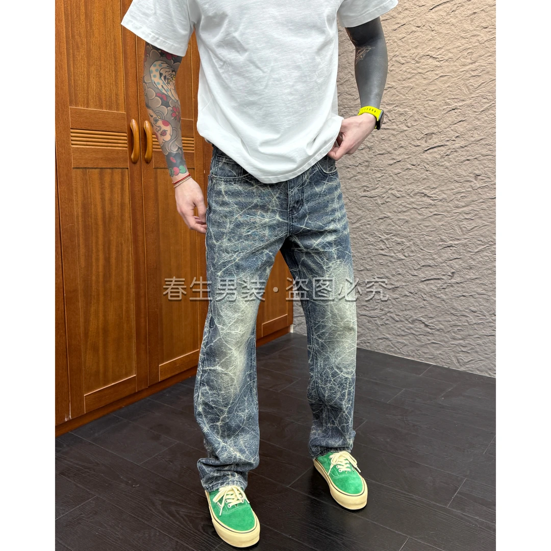 2025秋冬新款时尚休闲百搭净版直筒男士宽松牛仔裤3103