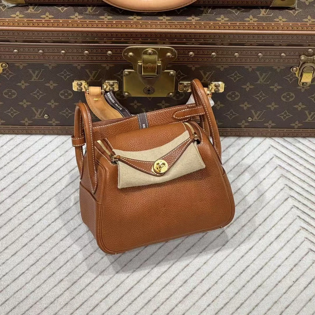 99新 Hermes/爱马仕 lina/b刻爱马仕马鞍皮mini lindy包