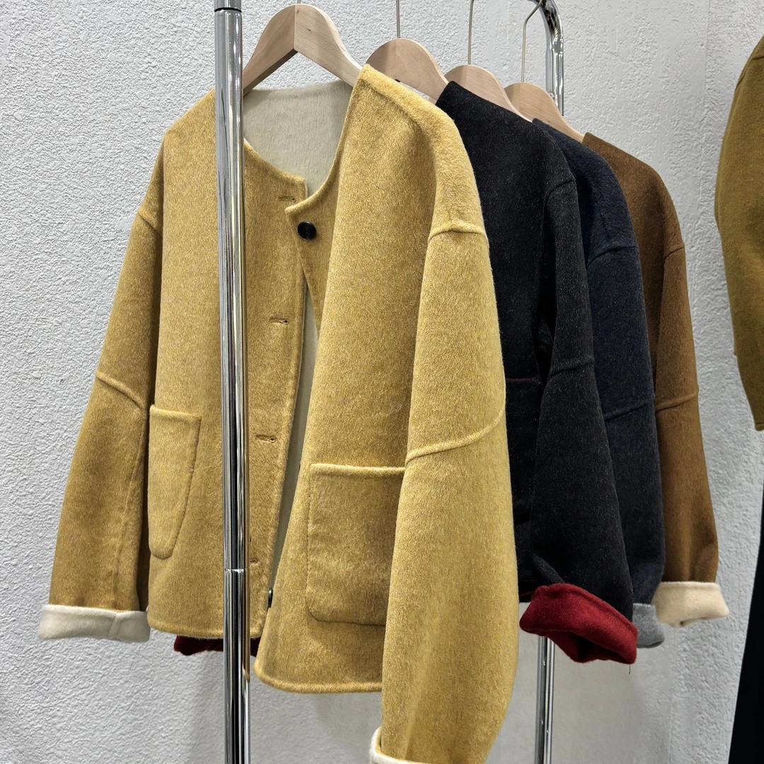短款双面穿羊毛大衣女毛呢外套2024冬季新款高级感韩系小个子潮