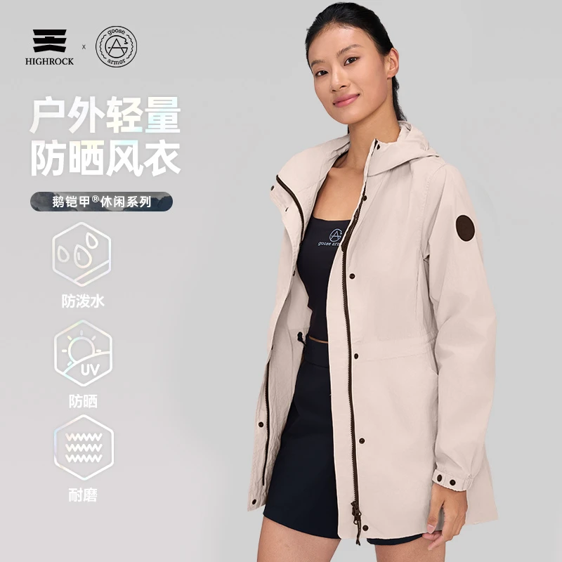 【流光风】鹅铠甲时尚休闲防晒风衣女士百搭显瘦防紫外线中长款G325