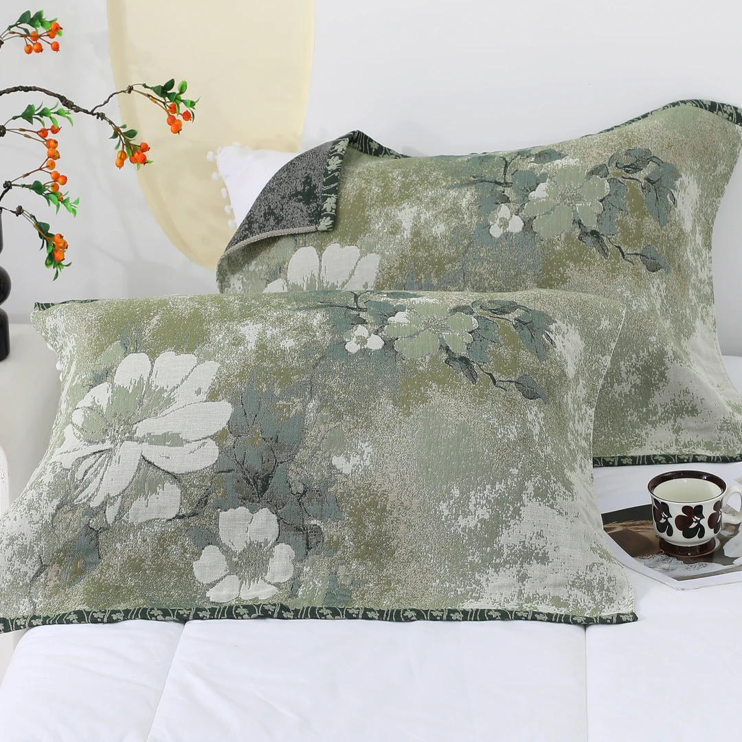 【荷塘】轻奢三件套（床盖+枕巾）