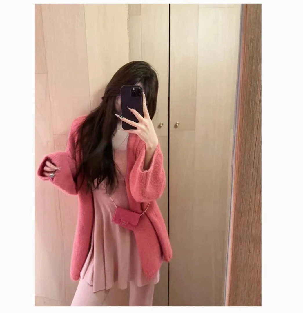 【奶芙塔塔】ins爱豆私服甜美慵懒宽松毛针织衫#9212