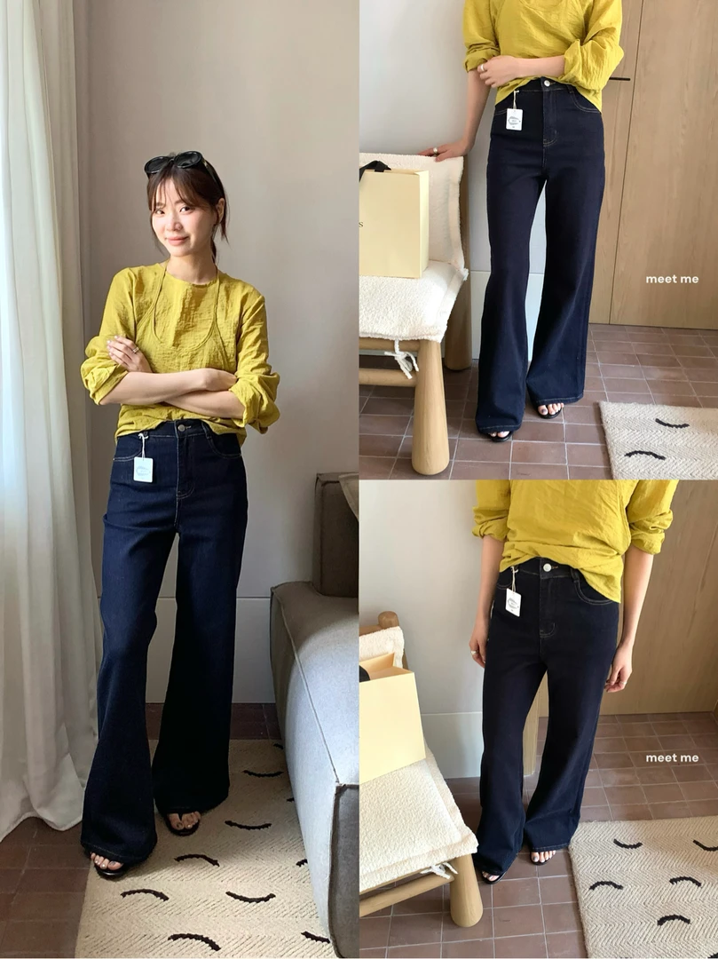 8219高腰喇叭裤牛仔裤微喇微喇裤百搭直筒常规款女休闲风