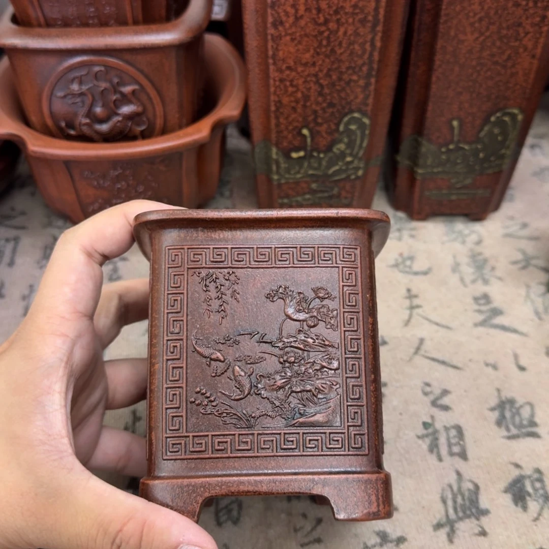 紫砂花盆宜兴紫砂正品8x9