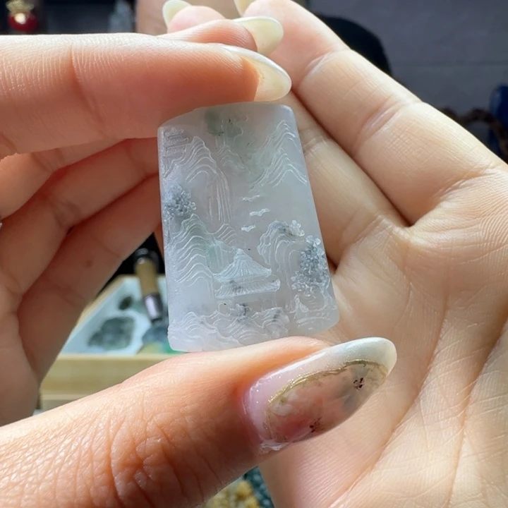 等***吧定制翡翠未镶嵌山水