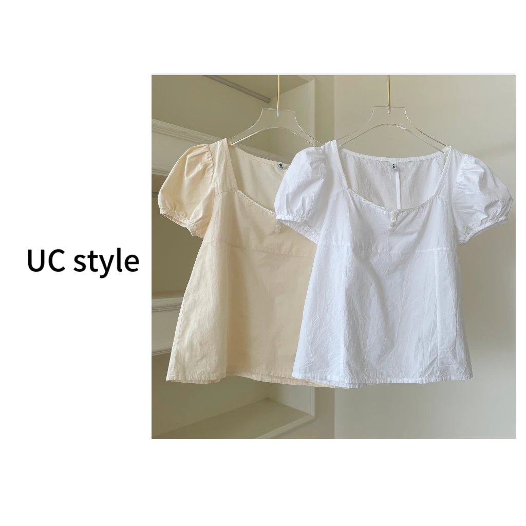 【UC STYLE】A8274‘夏日恋曲’方领排扣衬衫短袖主播穿S码