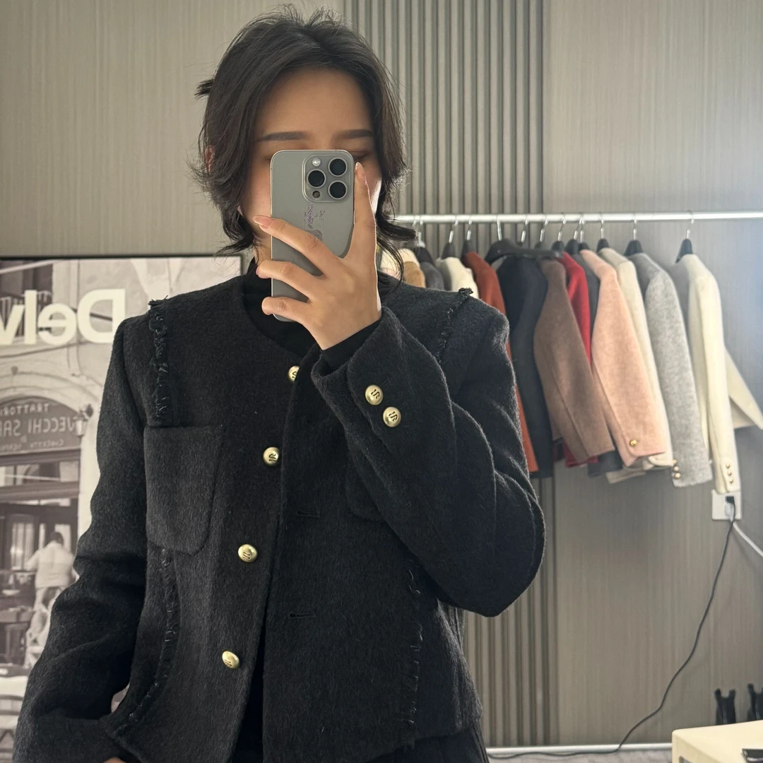 【100%羊毛】8838拉毛款简约时尚短款小香风羊毛大衣