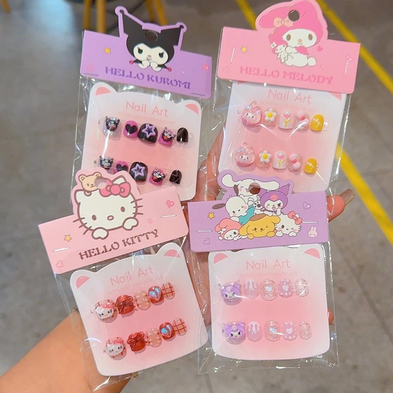 儿童库洛米卡通指甲贴宝宝穿戴甲安全无味小女孩可爱防水美甲贴片