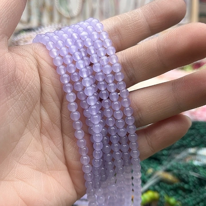 玛瑙/玉髓珠宝半成品未镶嵌一条4mm左右紫玉珠