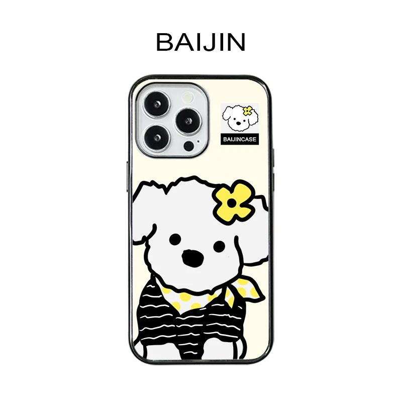 白瑾原创围巾小狗超薄亚克力适用iPhone16promax苹果15PRO手机壳