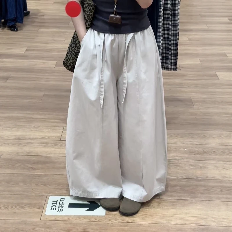 美式高级感廓形弯刀裤女秋冬2026新款复古宽松百搭休闲阔腿裤情侣