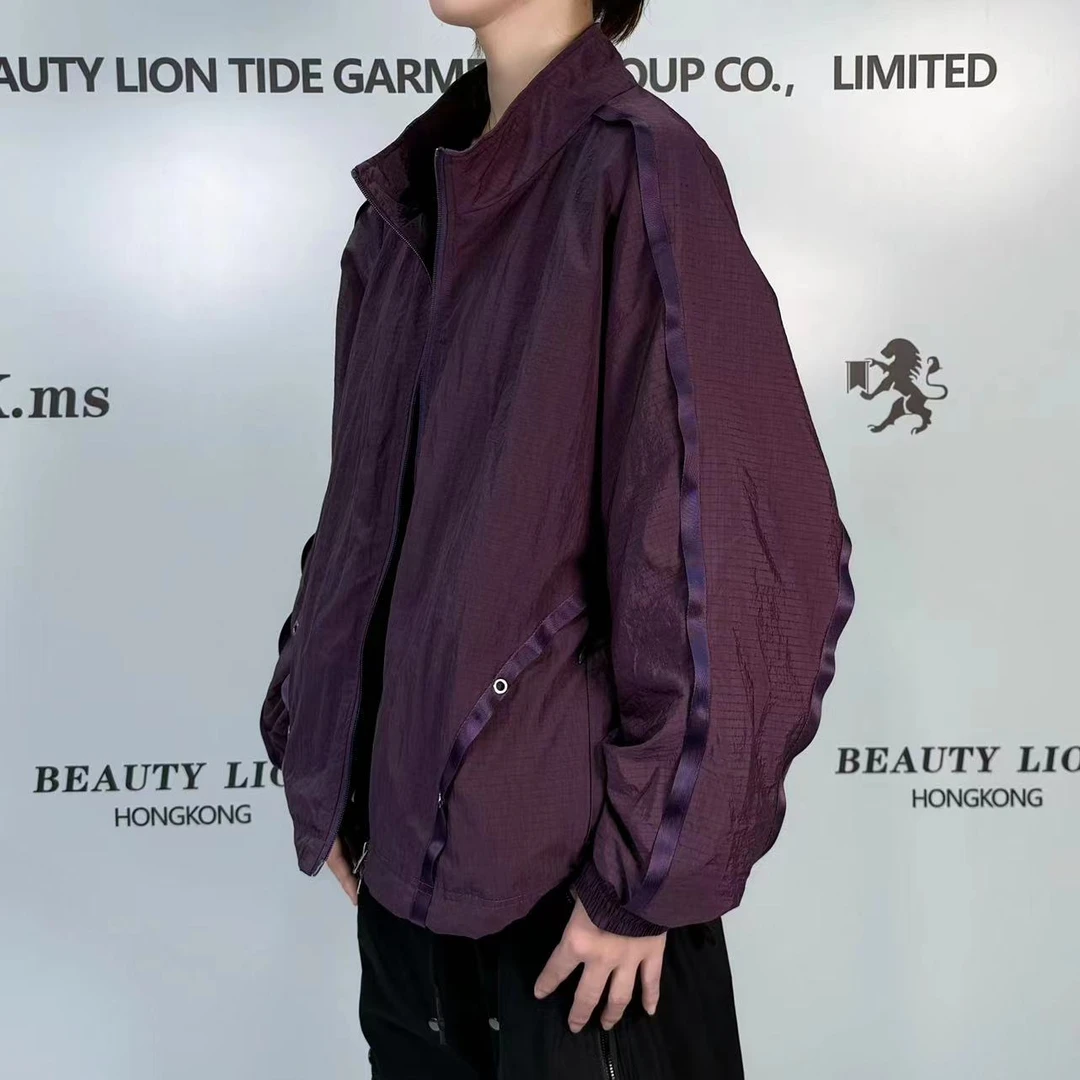 2025H·K美狮潮牌时尚简约港潮拼接纯色宽松休闲夹克
