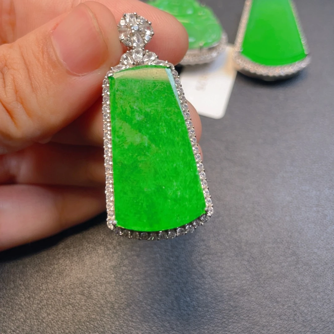 翡翠银S925镶嵌吊坠(不含链)