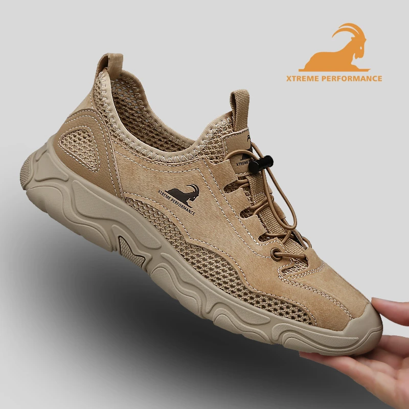 BECK/公羊镂空纯色夏季系带中年透气网面鞋薄款休闲防滑耐磨