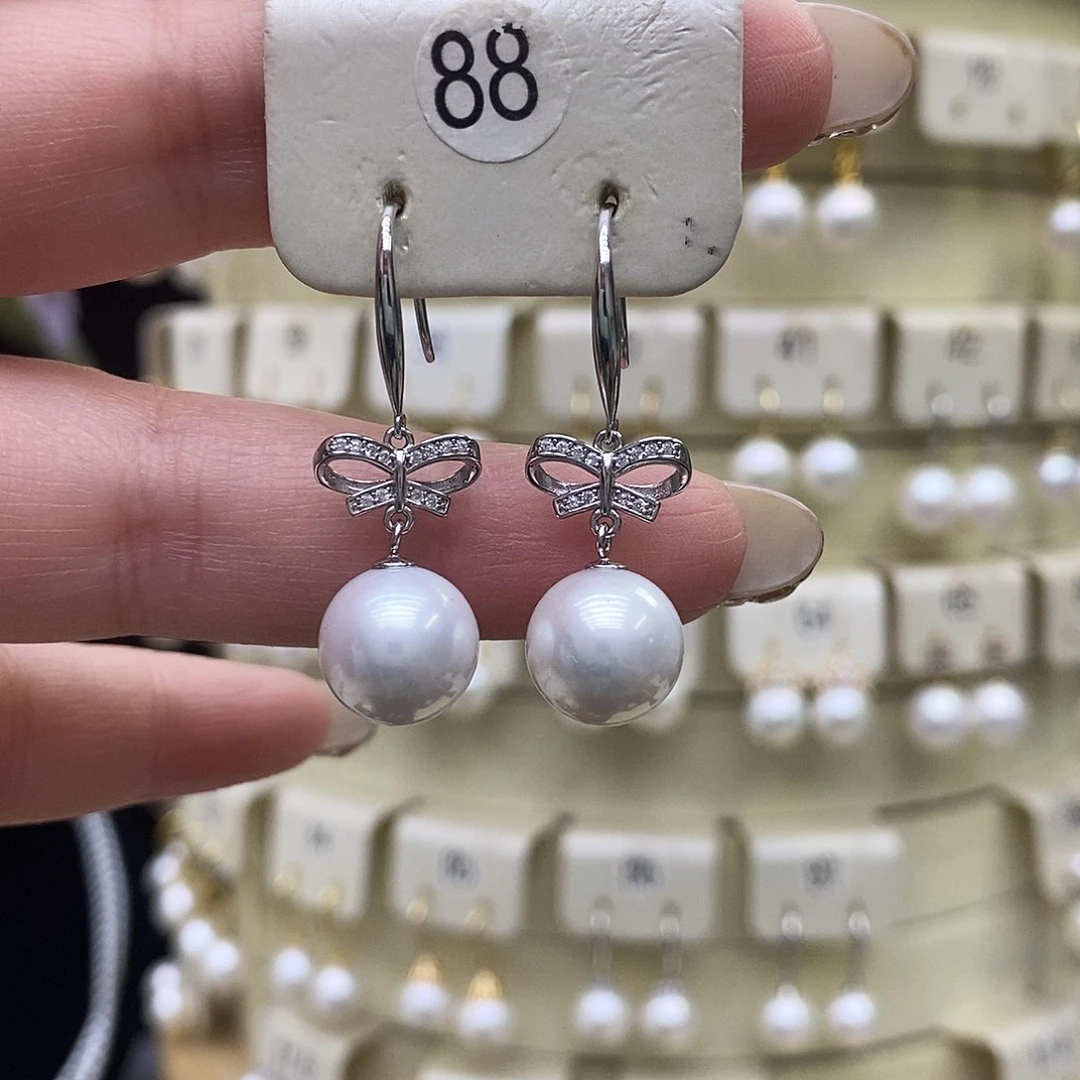 淡水珍珠耳饰银S925镶嵌