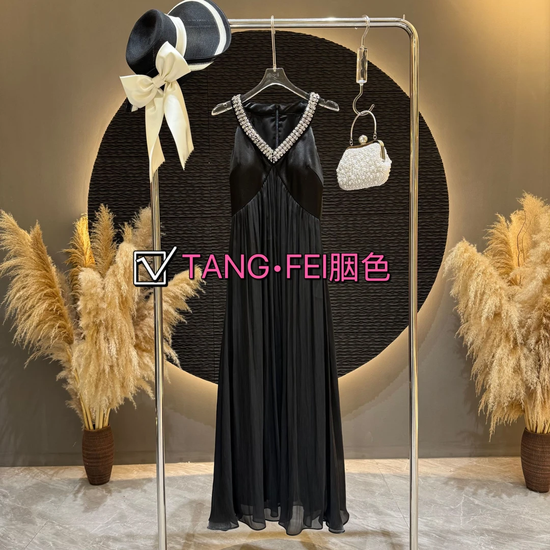 TANG-FEI胭色【I DO】TF0068气质显瘦纯色中长款连衣裙