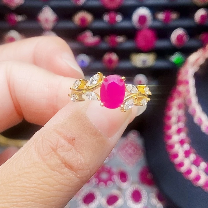 银S925镶嵌戒指红宝石