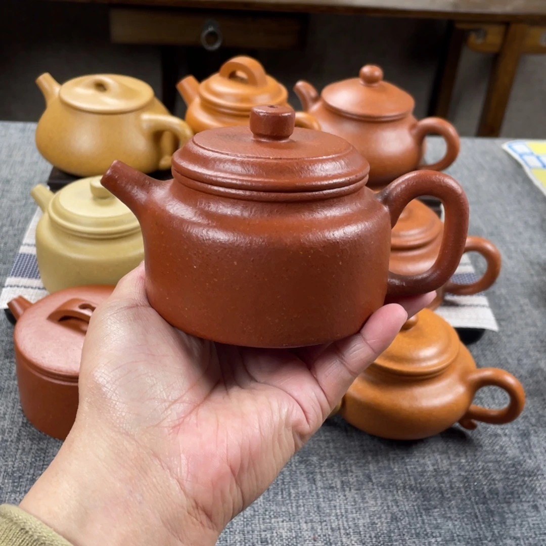 茶壶紫砂红降坡德钟全手纯红20目200手工泥