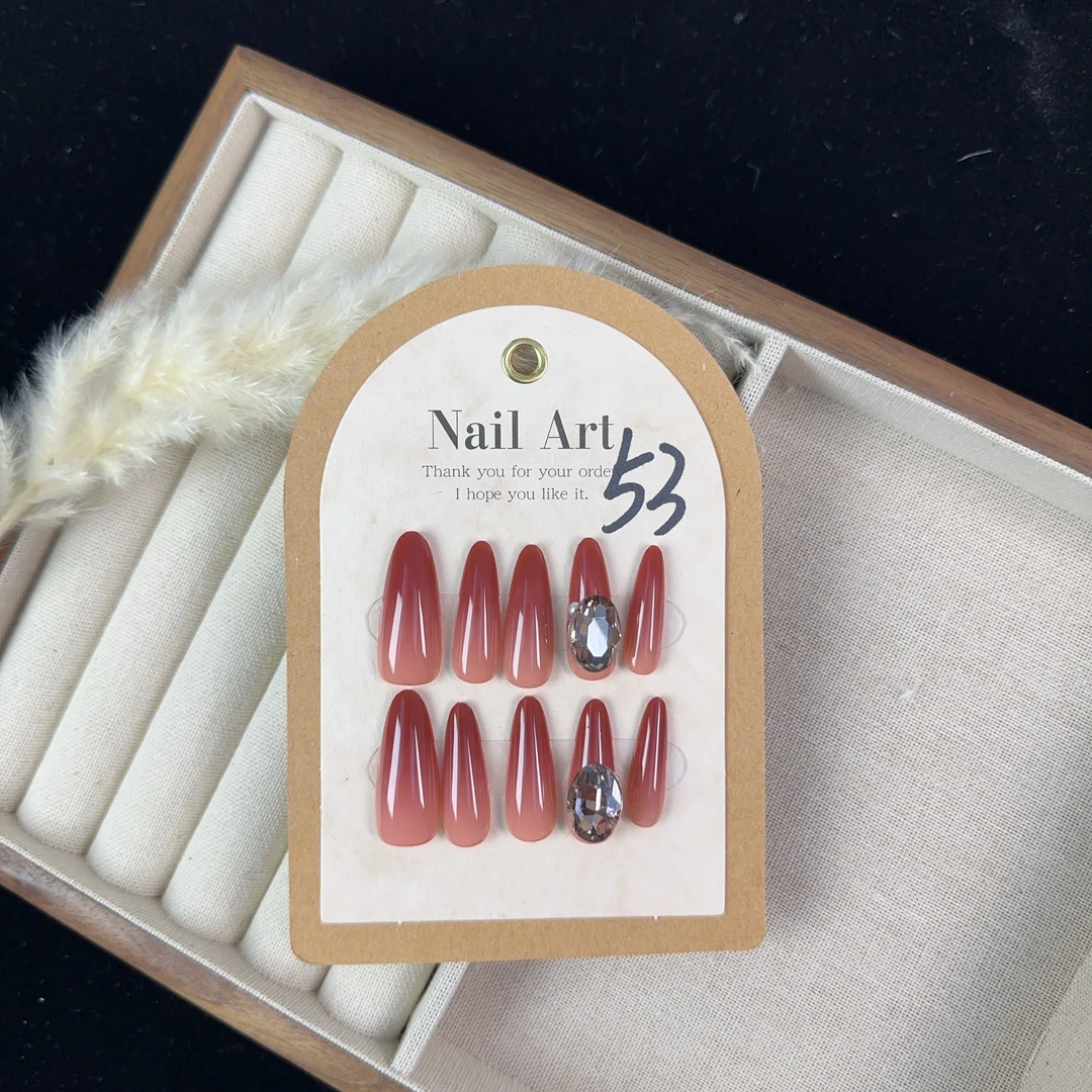 2024年秋冬爆款穿戴甲中长款显白美甲高级感百搭爆闪钻 53