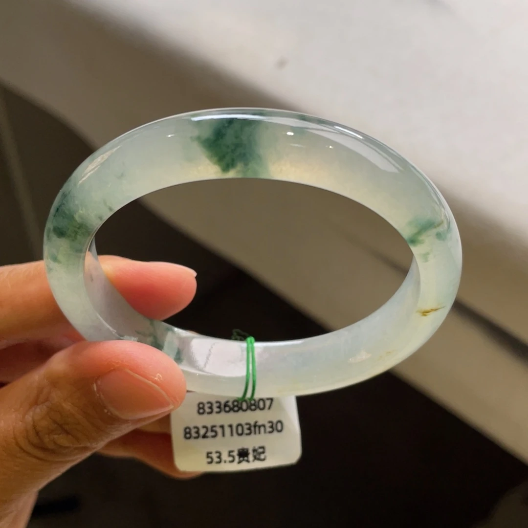 翡翠未镶嵌手镯起光冰飘花贵妃手镯【强推】
