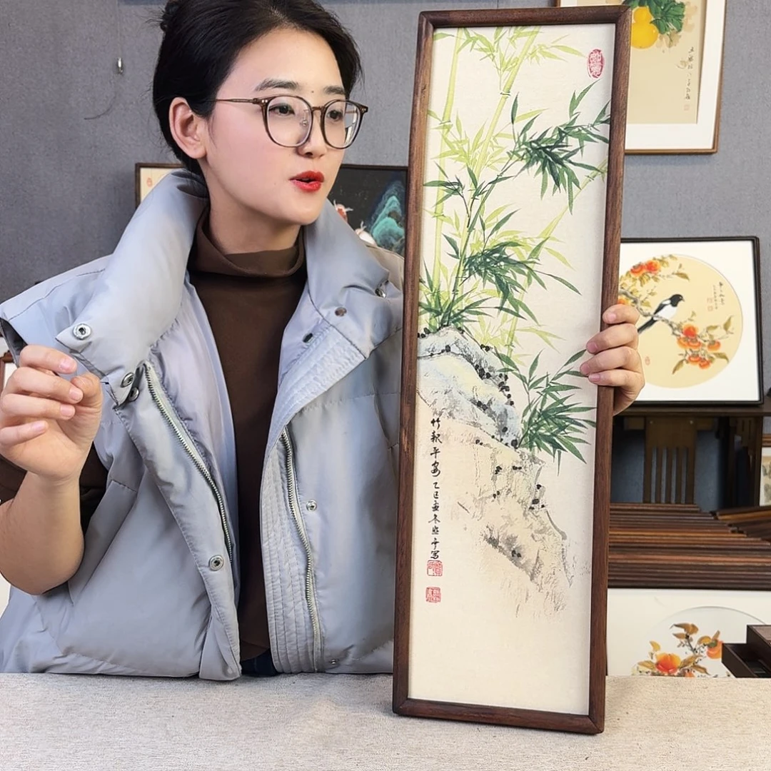 国画手绘带框尺寸：20*70