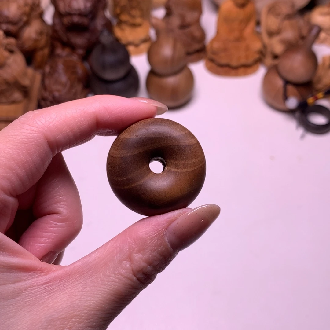 檀香木把件3公分平安扣瑕疵