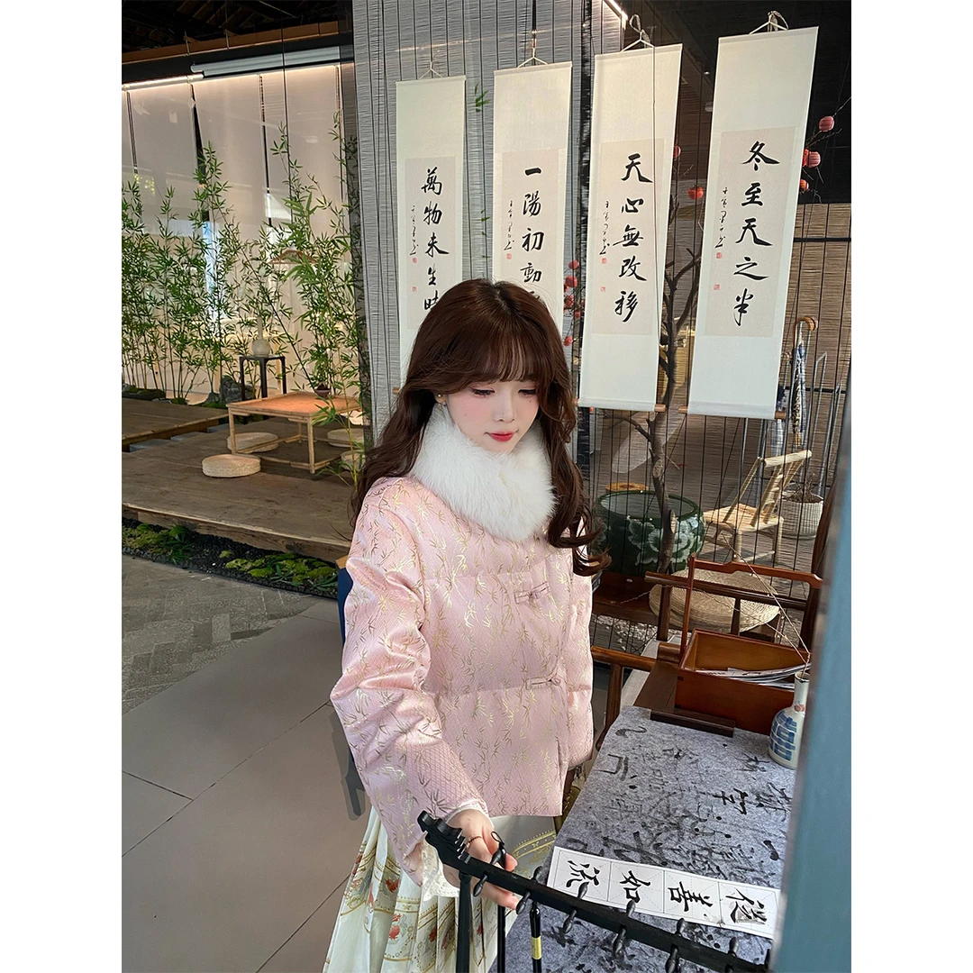 GA盈瓷狐狸毛短款新中式女国风小个子外套 23FW0197