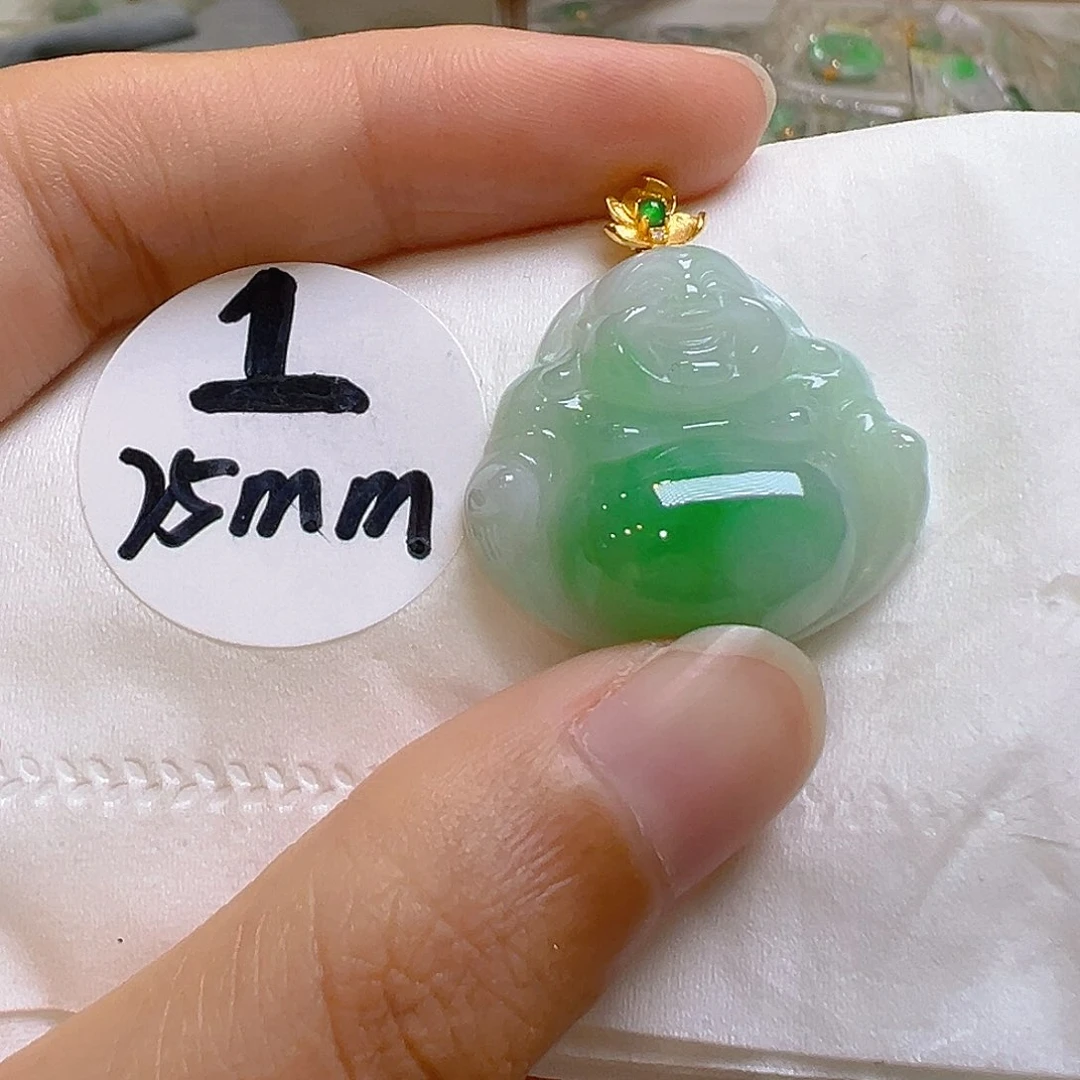 翡翠18K金镶嵌吊坠(不含链)翡翠