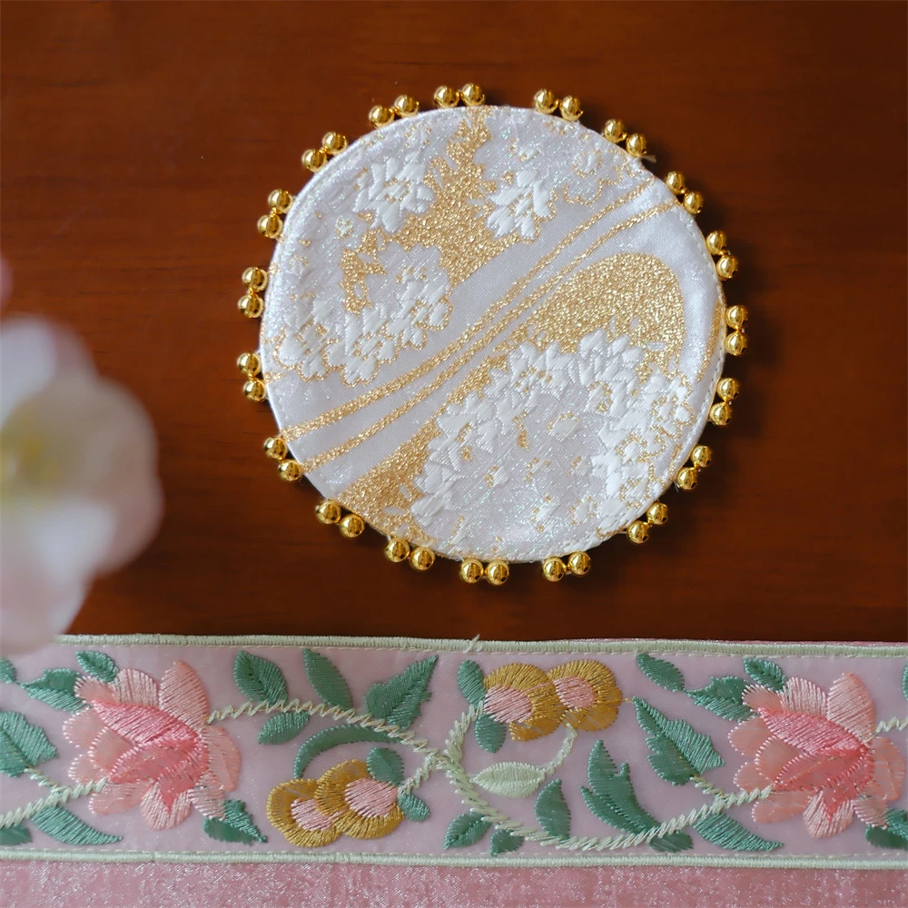 问春风【盈盈秋水】圆形珍珠小茶垫茶席防烫隔热直径10cm