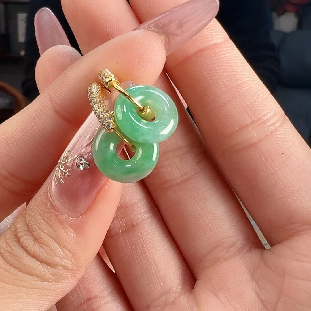 翡翠耳饰银S925镶嵌耳环22