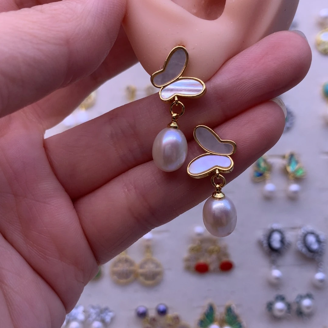 淡水珍珠耳饰合金