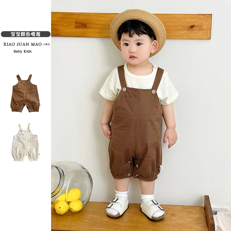 T23X20  夏季婴幼儿背带短裤韩版男女宝宝透气洋气连体休闲外出服