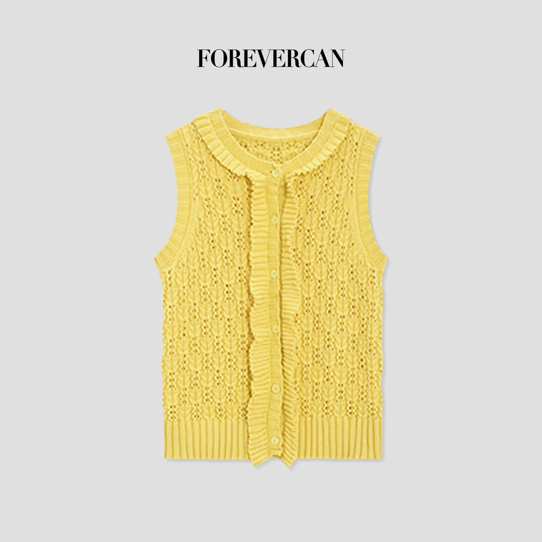 FOREVERCAN“锡耶纳”德国进口机织木耳边无袖针织背心上衣 MY4033