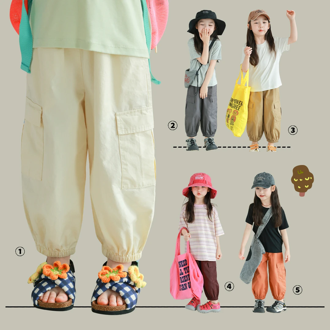 utouto大耳象女童侧边口袋收口休闲裤2024夏季新款儿童2403029