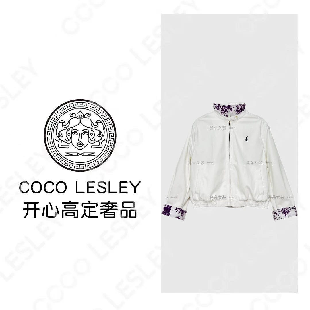 【COCOLESLEY】设计师老钱风百搭POLO折边袖口紫藤花夹克外套女Y555