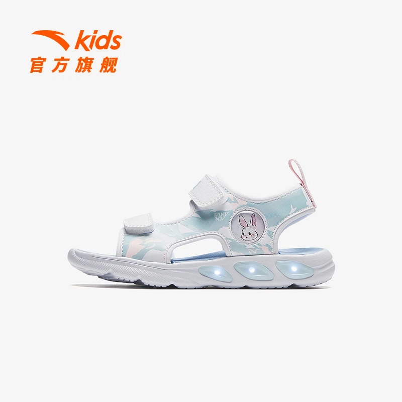 安踏儿童夏季女小童透气露趾运动玩水凉鞋防滑软底户外沙滩鞋