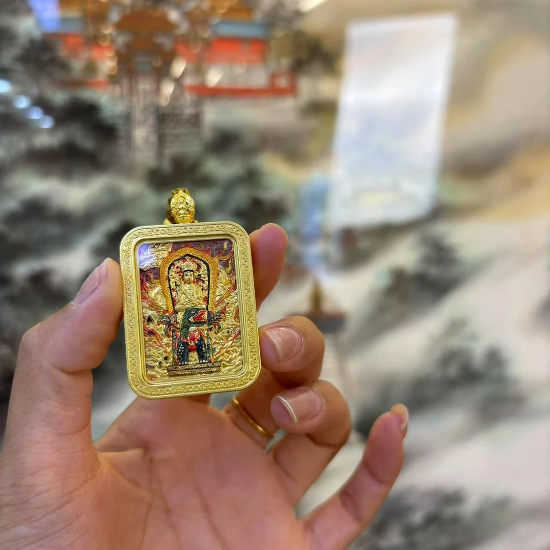 铜合金吊坠 铜合金吊坠小款文殊智慧唐卡吊坠铜合金【五台山直发】