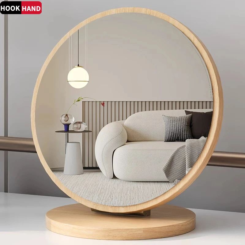 木质元素镜子简约台式化妆镜可旋转家用学生宿舍随身桌面梳妆镜子