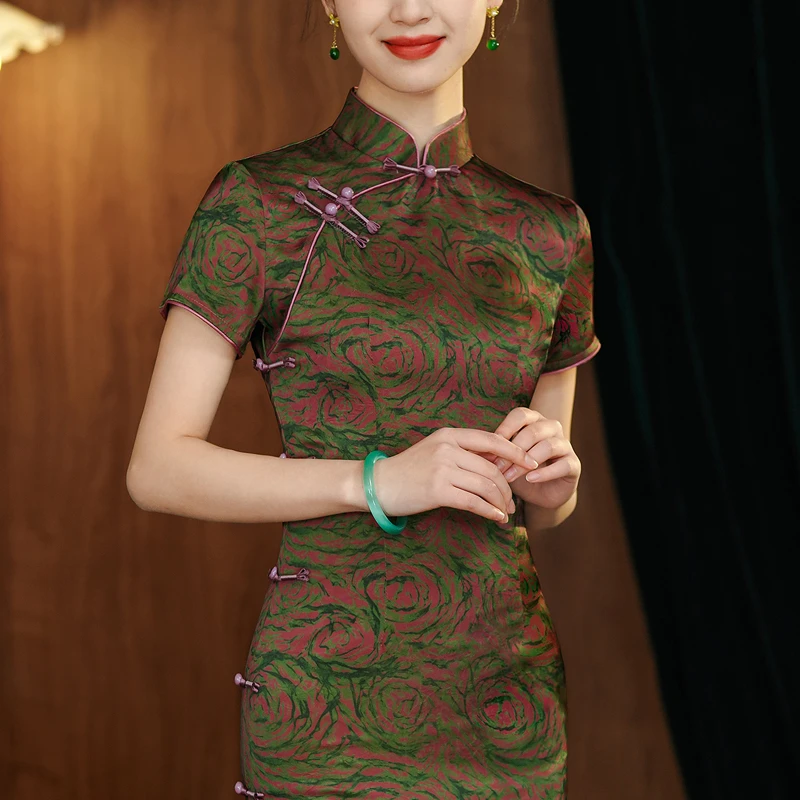 新中式旗袍高端2025新款夏装复古老上海日常可穿素雅国风礼服长裙