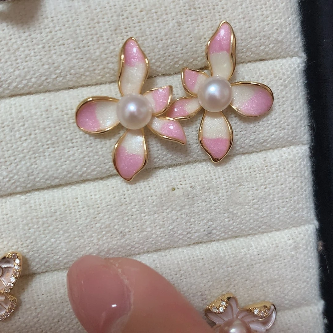 淡水珍珠耳饰合金