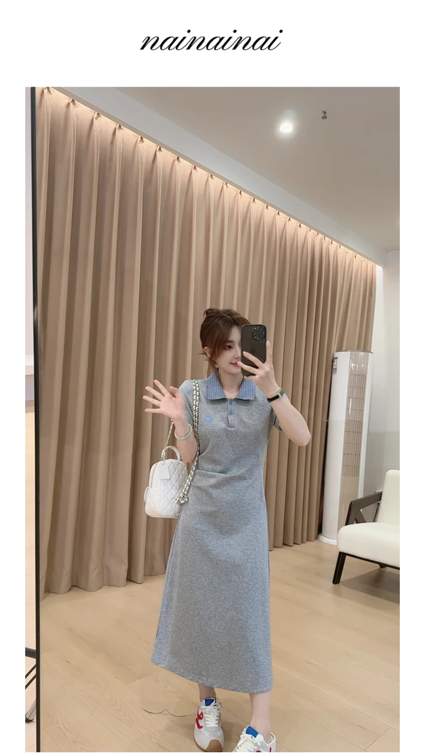 奈奈妮【轻松出街】连衣裙女2025夏季新款收腰显瘦时尚8015