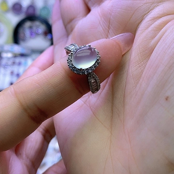 岫玉银S925镶嵌戒指