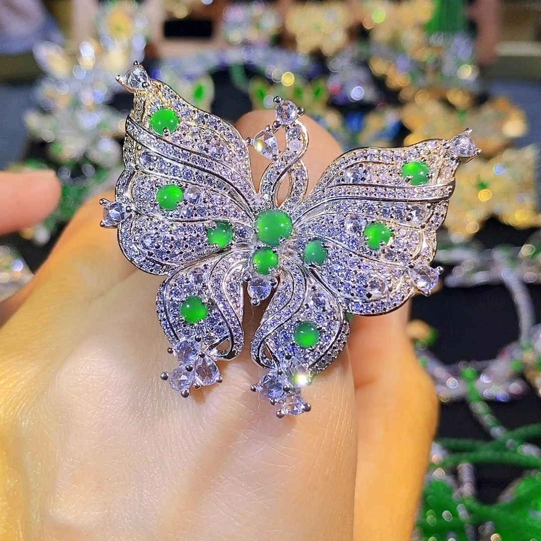 吊坠(不含链)银S925镶嵌翡翠