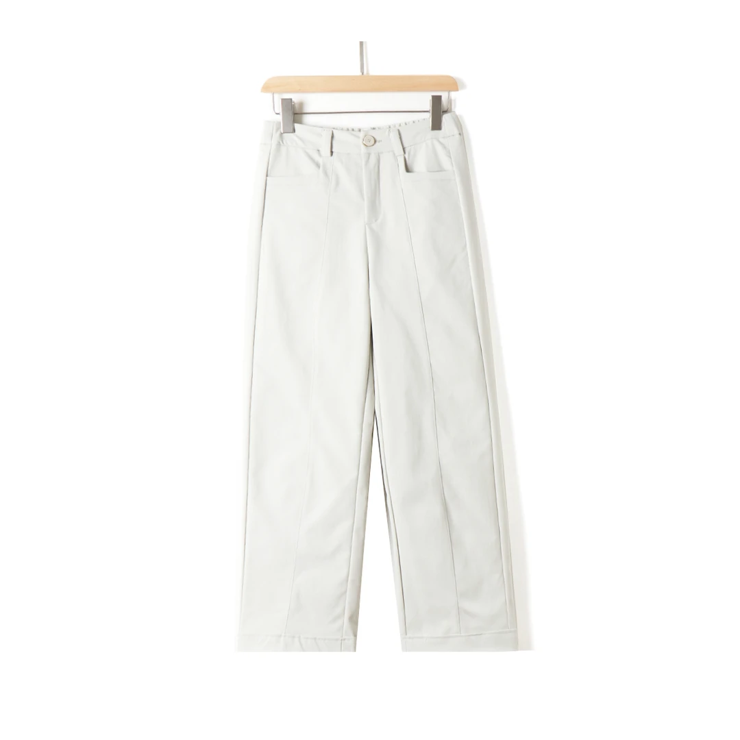 时尚百搭复古简约加绒纯色鹅绒裤