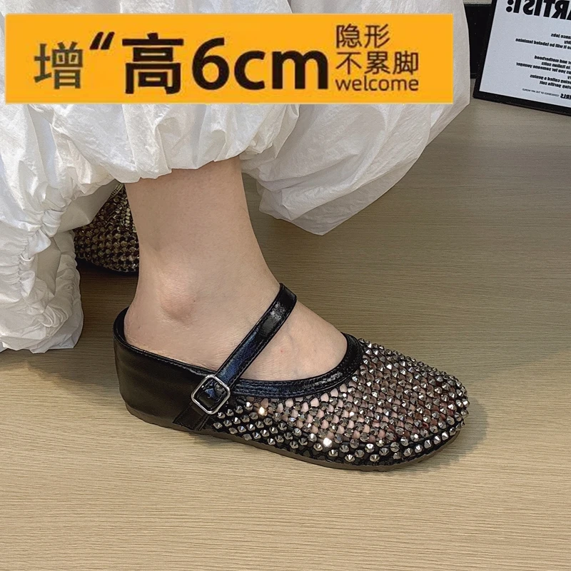 6cm水钻玛丽珍包头拖鞋女2025新款夏季外穿小香风半托单鞋凉拖鞋