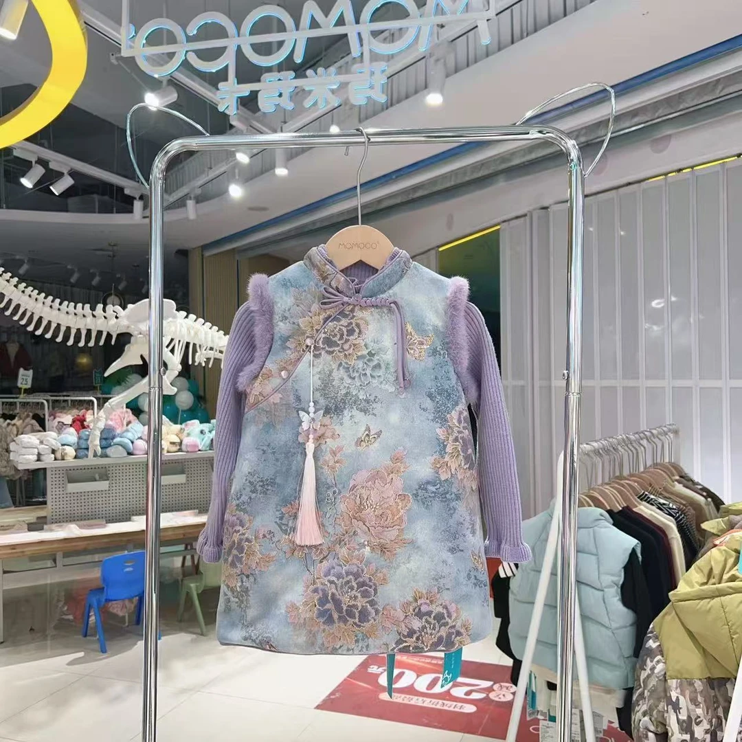 MOMOCO女童冬季新中式国风背心裙两件套（演出服）75830580052