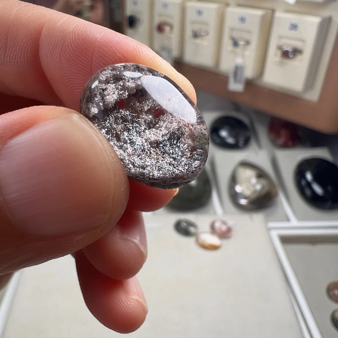 颈饰发晶未镶嵌天然紫幽灵戒面